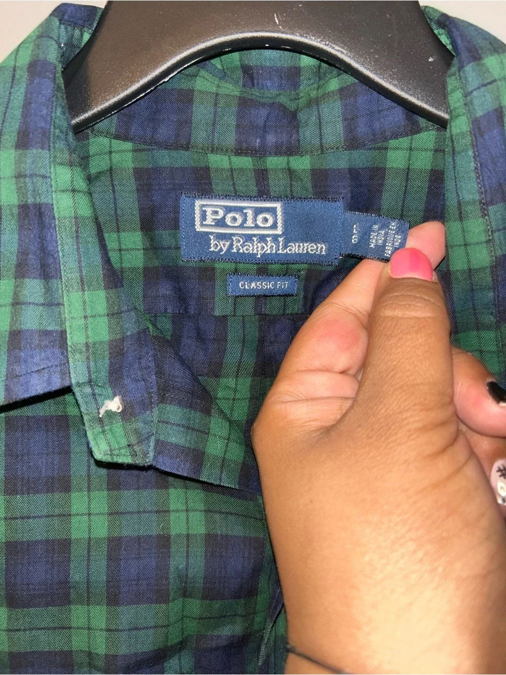 Polo Ralph Lauren Shirt - green/blue plaid 100% cotton long sleeve button up